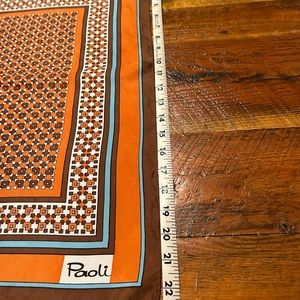 Vintage Paoli scarf orange geometric pattern. Versatile size